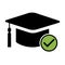 Cap, hat dos symbol isolated on white background. Graduate education illustration vector icon, success web button