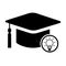 Cap, hat idea symbol isolated on white background. Graduate education illustration vector icon, success web button