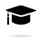 Cap, hat symbol isolated on white background. Graduate education illustration vector icon, success web button