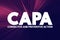 CAPA - Corrective and preventive action acronym, business concept background