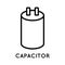 Capacitor line icon, an electronic device designed to store the energy of an electric field, in a simple style isolated