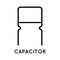 Capacitor line icon, an electronic device designed to store the energy of an electric field, in a simple style isolated