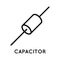 Capacitor line icon, an electronic device designed to store the energy of an electric field, in a simple style isolated