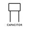Capacitor line icon, an electronic device designed to store the energy of an electric field, in a simple style isolated