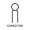 Capacitor line icon, an electronic device designed to store the energy of an electric field, in a simple style isolated