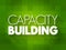 Capacity Building - improvement in an individual or organization`s facility to produce, perform or deploy, text quote concept