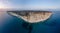 Cape Aspro cliffs aerial panorama from drone, Limassol