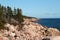 Cape Breton, Nova Scotia rugged coastline scenery along the Cabot Trail on the Atlantic Ocean