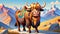 Cape Buffalo Syncerus caffer bovine cartoon smiling