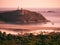 Cape Carbonara panorama at sunrise. Villasimius, Sardinia, Italy