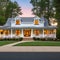 A Cape Cod-style home with a symmetrical facade, a central chimney, and a gabled roof3, Generative AI