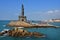 Cape Comorin Kanyakumari, India, West Bengal Tamil Nadu, March, 15, 2019. Sculpture of the Holy poet Tiruvalluvar, part of the