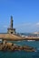 Cape Comorin Kanyakumari, India, West Bengal Tamil Nadu, March, 15, 2019. Sculpture of the Holy poet Tiruvalluvar, part of the