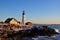 Cape Elizabeth Lighthouse and surf at sunrise