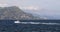 The cape Ferrat, embankment on the azure coast, mountains and the blue sky on background, megayachts of Billionaires