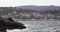 The cape Ferrat, embankment on the azure coast, mountains and the blue sky on background, megayachts of Billionaires