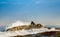 Cape fur seal on rock. Seal Island. Sunrise.