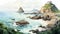Cape Of Japan Watercolor Illustration