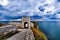 Cape Kaliakra fortress, Bulgaria, dramatic storm comming at Black Sea. Old abandoned fortress by the sea. Important