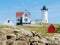 Cape Neddick Lighthouse, known as the Nubble Light, in Cape Neddick, York, Maine