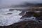 Cape Perpetua Crashing Waves and Tide Pools Oregon Coast fog views by Thor`s Well and Spouting Horn on Captain Cook Trail.