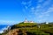 Cape Roca lighthouse. Cabo da Roca most western point in Europe. Travel tourism landmark in Sintra and Lisbon, Portugal