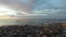 Cape Town, city and landscape with sea from drone in blue sky or cityscape at sunset. Travel, South Africa or aerial