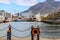 CAPE TOWN, SOUTH AFRICA - DECEMBER 23, 2017: Victoria and Alfred Waterfront area with Devil peak at background. Popular touristic