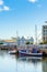 Cape Town, South Africa - January 29, 2020: Boats on the waterfront Victoria & Alfred Waterfront in the city center. Vertical.