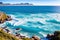 Cape Town, South Africa - wave breaks on the rocky coast in Camps Bay made with Generative AI