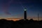 The Cape Trafalgar lighthouse signal light after sunset with colorful evening sky