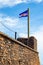 Cape verde flag  floating  in Cidade Velha old fort  in Santiago - Cape Verde - Cabo Verde