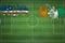 Cape Verde vs Ivory Coast Soccer Match, national colors, national flags, soccer field, football game, Copy space