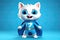 Caped Crusader Cat: A 3D-Generated Kitty\\\'s Dream Realized on Blue Gradient Background