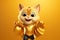Caped Crusader Cat: A 3D-Generated Kitty\\\'s Dream Realized on Golden Gradient Background