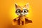 Caped Crusader Cat: A 3D-Generated Kitty\\\'s Dream Realized on Orange Gradient Background