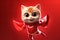 Caped Crusader Cat: A 3D-Generated Kitty\\\'s Dream Realized on Red Gradient Background