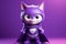 Caped Crusader Cat: A 3D-Generated Kitty\\\'s Dream Realized on Violett Gradient Background