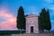 Capella Vitaleta, val D`Orcia, Tuscuny, Italy, 16 of July 2017. Tuscany holidays. Italy holidays tuscany. Summer landscape in