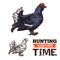 Capercaillie bird sketch hunting season poster