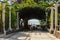 CAPERNAUM, ISRAEL, March 31 2018: Alley with columns near The Greek Orthodox Church Of The Twelve Apostles In Capernaum