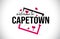 CapeTown Welcome To Word Text with Handwritten Font and Red Hearts Square