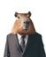 Capibara wearing suit and tie. Isolated on transparent background, no background, cutout.