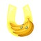Capital Alphabetical Character U with Banana Bunch as Hot Summer Season Symbol Vector Illustration
