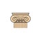 Capital of ancient greek column, hand drawn isolated vector element on white background