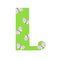 Capital bright green decorated with spring butterflies hand drawn letter L of English alphabet