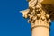 Capital of column on background of sky closeup