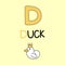 A capital of duck or poultry in joyful light yellow funny kids graphic illustration. pet animal cartoon doodle flat design