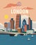 Capital finance the city of London illustration best for travel poster with vintage retro style