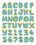 Capital Font Collection Of A Cute Little Green Monsters With Big Yellow Wiggle Eyes